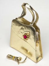 BORSA BORSETTA DA DONNA ELEGANTE ORO CON MANIGLIE E TRACOLLA NUOVA