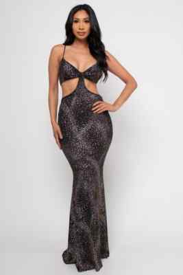 knee length dresses for ladies METALLIC STRIPED CHIFFON MAXI DRESS IN BLACK | CULT MIA main image 1