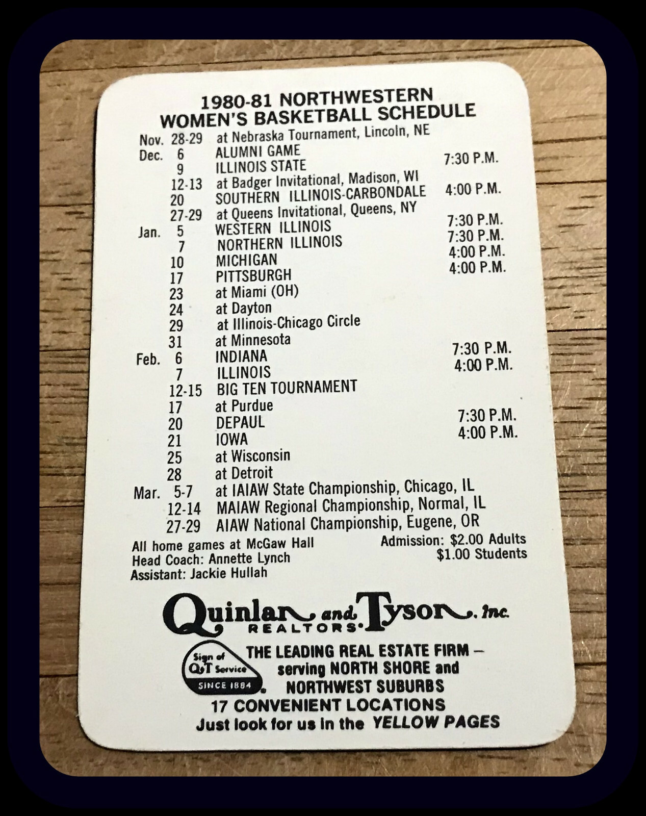 198081 NORTHWESTERN WILDCATS QUINLAN & TYSON WOMENS BASKETBALL POCKET