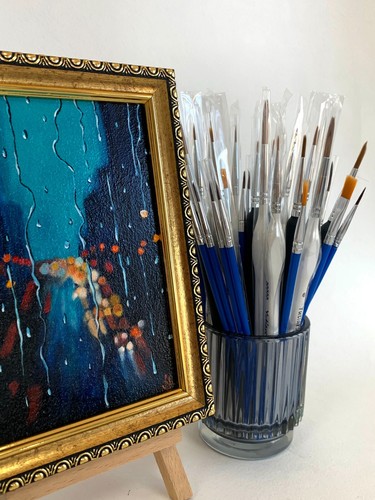Original Oil Painting City Night Impressionism Ukraine Art, 6х4" in - Picture 4 of 23
