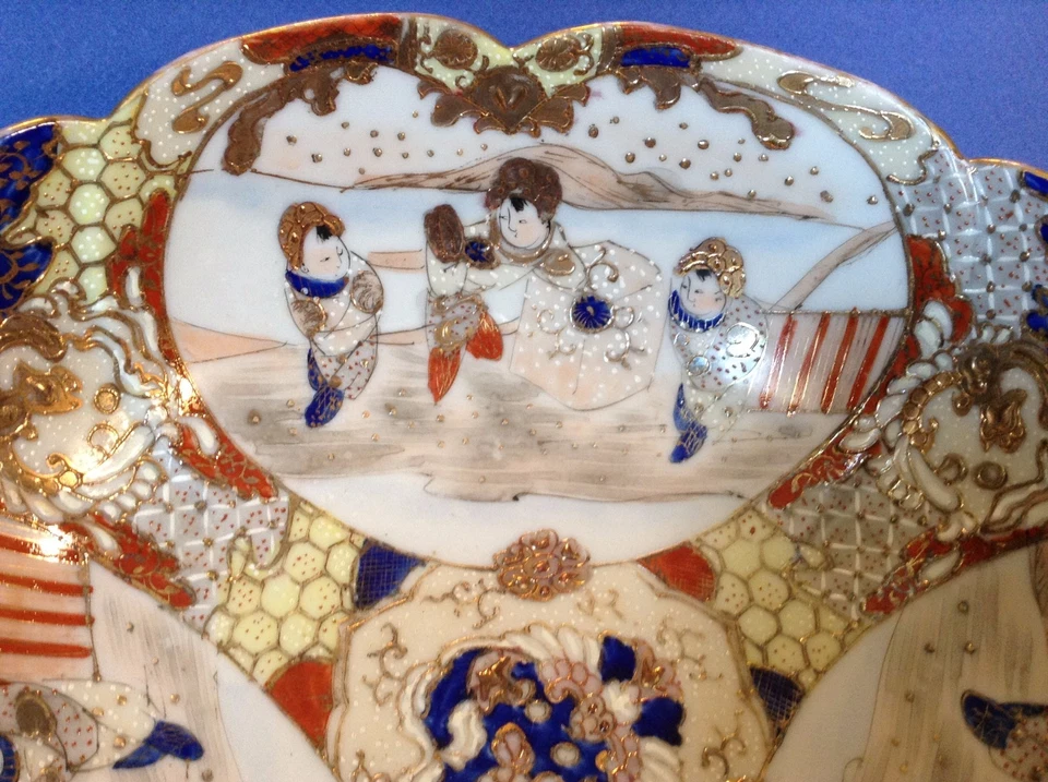 Cuenco Satsuma - Imari rojo azul pintado a mano - Moriage dorado - Grande - Nippon Japón Foto 3 de 4