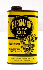 Vintage Bergmann Shoe Oil Berg Shu Products Tin Can