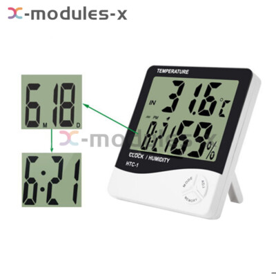 1-10PCS HTC-1 Thermometer LCD Hygrometer Temperature Humidity Meter Alarm Clock