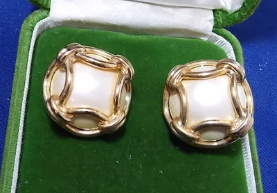 Joan Rivers Perle Ohrclips Gold Link Kette Rahmen Neu IN Box Ec Nicht Getragen