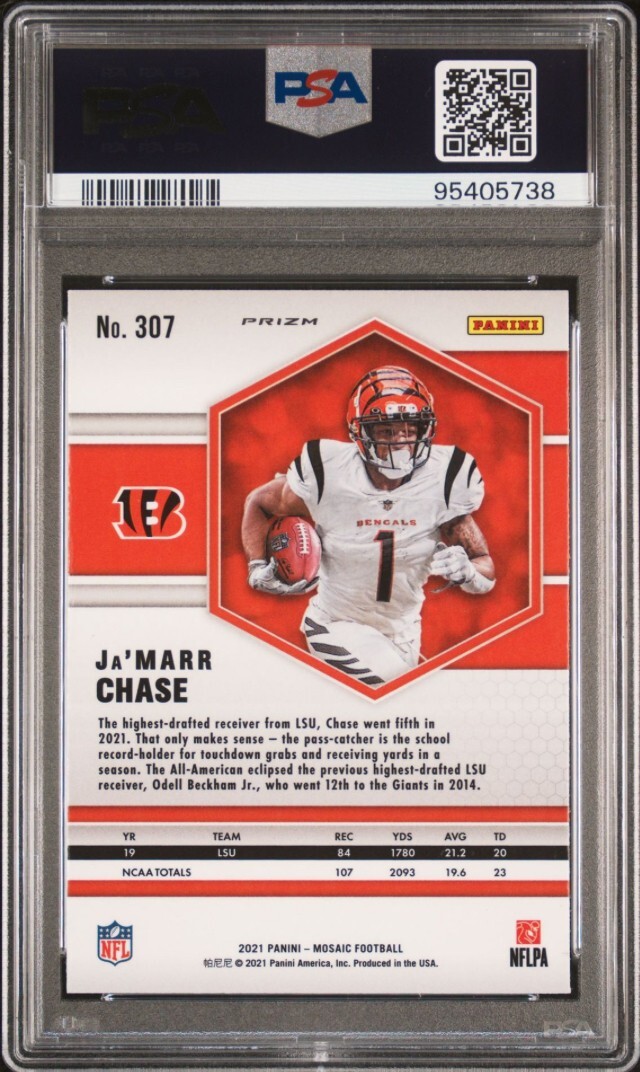 Ja'Marr Chase 2021 Panini Mosaic RC Reactive Orange Prizm #307