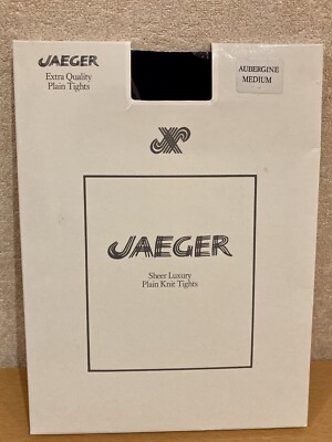 VINTAGE JAEGER AUBERGINE COLOUR SHEER LUXURY PLAIN TIGHTS-SIZE MEDIUM-100% NYLON