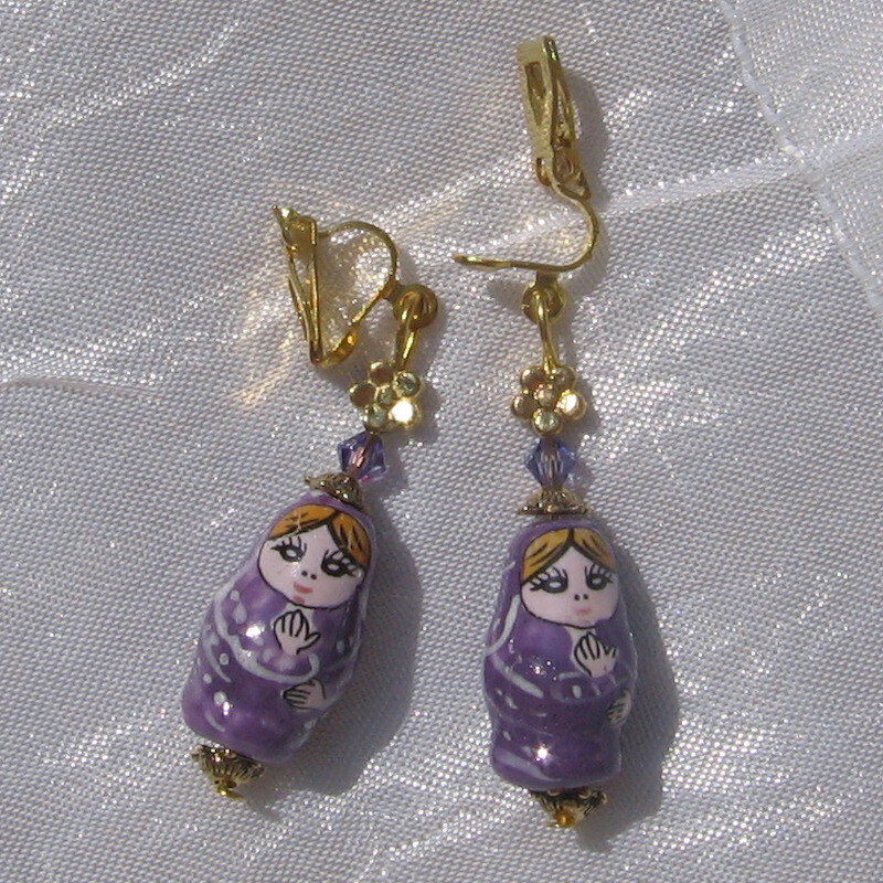 Boucles D'oreilles Fantaisie Matriochka - Clips Ou Dormeuses Au Choix, Couleur Et Métal Au Choix