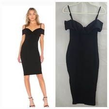 NWT Nookie Phoenix Midi Dress Women's (S) Black Off the Shoulder w/Straps-$229