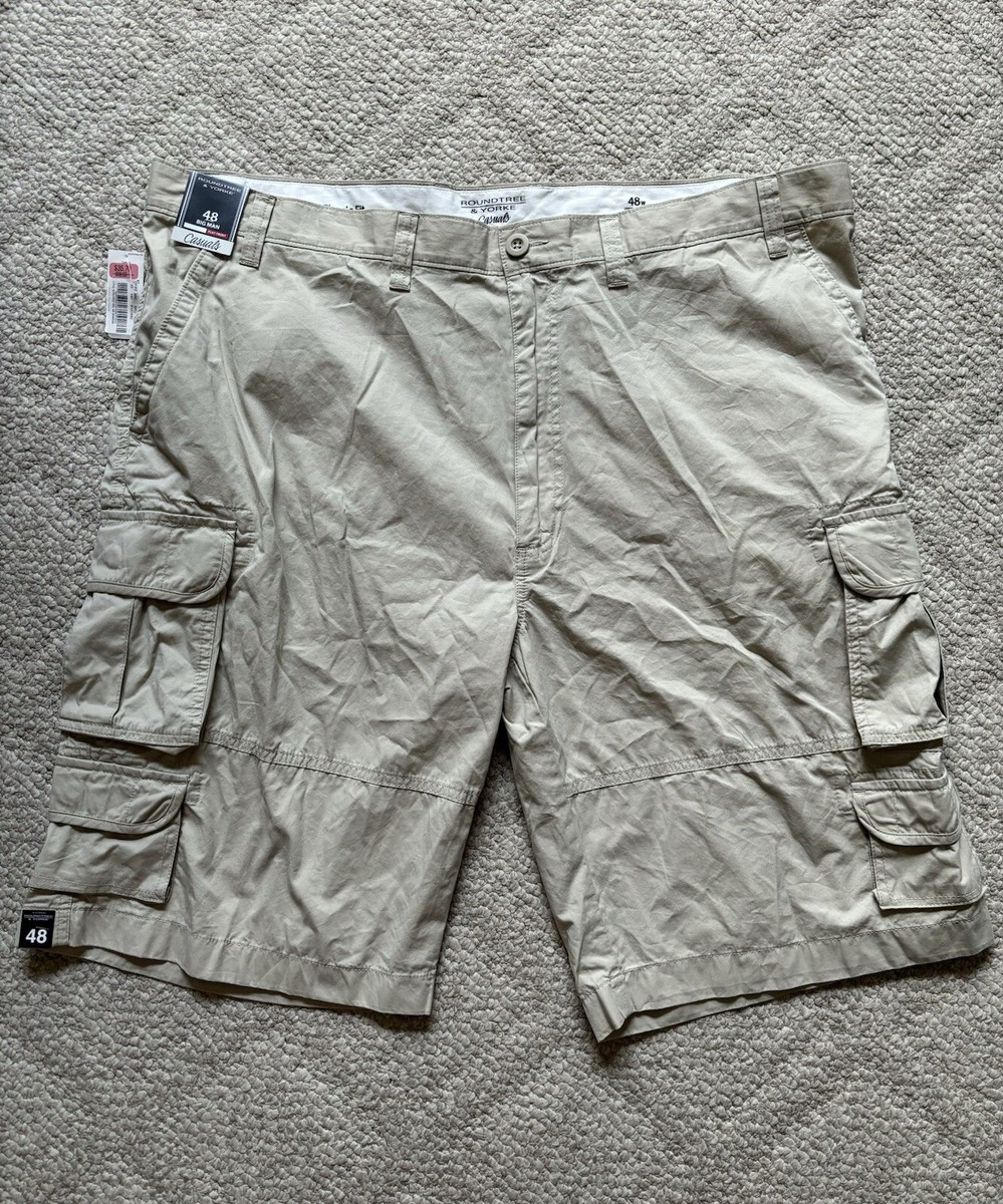 Roundtree Yorke Men's Size 48 Classic Fit Flat Front Khaki Cargo - Main Image