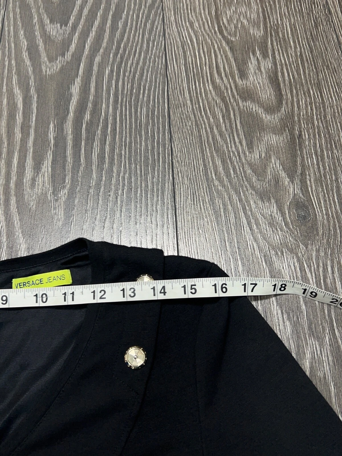 Abito donna Versace Jeans nero manica corta lunghezza ginocchio taglia IT 44 US 8