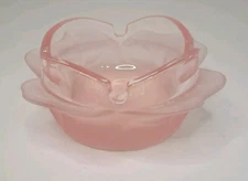 Vintage Viking Glass Ashtray Frosted Pink Bottom MCM