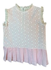 Vintage Tiny Town Pink White 1950/60 Dress Child Lace Eyelet Toddler Baby Girl