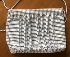 Vintage White Metal Mesh Shoulder Bag Purse 1960 s
