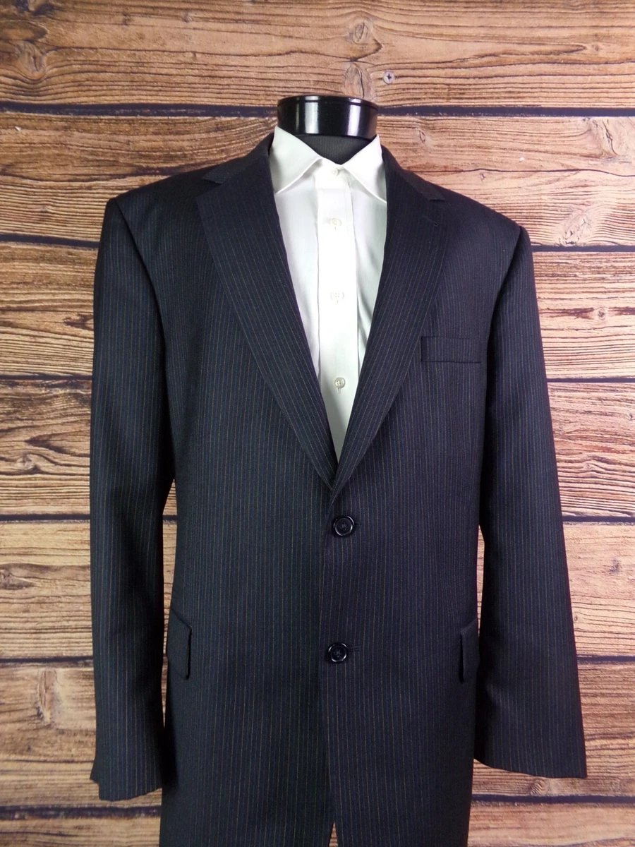 Jos. A. Bank Blazer Mens Two Button Navy Striped Wool Sport Coat