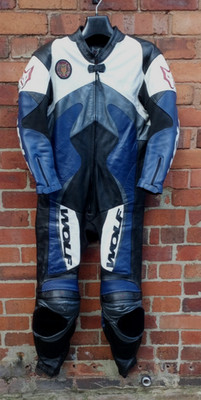 Wolf Leder Einteiler Motorrad Renn Trainingsanzug Herren Größe UK 44 EU 54