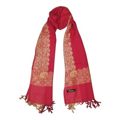 New Cashmere Wool Four side Border Shawl stole scarves wrap for women color_Red