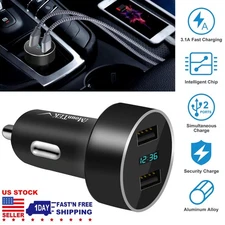 Fast Charge Alloy Dual USB Car Charger Adapter for iPhone XR XS Tablets and PCs