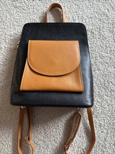 Divina Firenze Leather Rectangular Convertible Backpack Black and Orange NWOT. Divina Firenze | Bags | Divine Firenze Backpack Made In  main image 3
