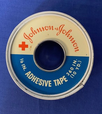 Vintage Johnson & Johnson Adhesive Tape Metal Container. ½ inch