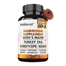 Mushroo Extract Complex Caps Lions Mane Chaga Reishi Promotes Focus Immunity