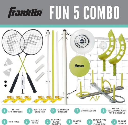 Franklin Sports 5 in 1 Kids Outdoor Play Set Beach Park Garden Games - Picture 4 of 12