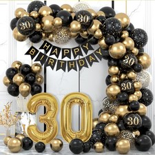 Geburtstagsdeko 30 Jahre Ballons Girlande Schwarz Gold Party Deko