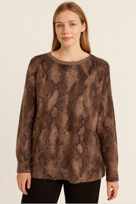 The Cashmere Project Python Snake Print 100% Cashmere Pullover Sweater, Medium