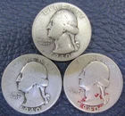 1940 P D Washington Quarter 90% Silver - Lot Of 3 Condition Varies a
