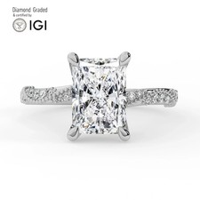 Radiant Diamond Engagement Ring 18k White Gold Labgrown 2.25 Ct Solitaire