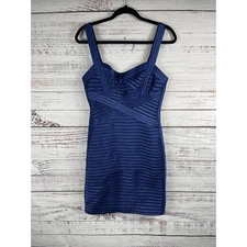 BCBGMAXAZRIA Dress Womens 8 Blue Depth Bodycon Bandage Cocktail Sleeveless Party