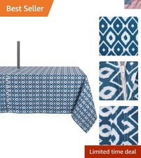 Ikat Outdoor Zippered Tabletop Collection Water Resistant, 60x120 Tablecloth,...
