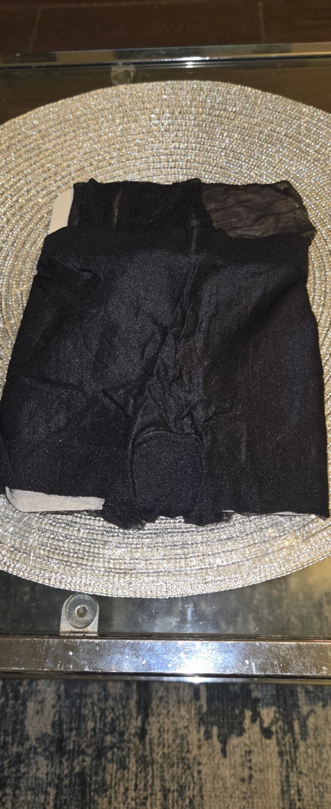 Vintage Givenchy Shimmery Ultra Sheer Control Top Pantyhose Jet Black Size B thumbnail 6