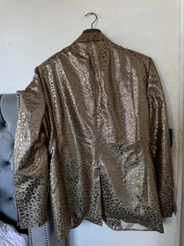 Veste Blazer Tom Ford Dyllan Taille 7 52 R Made In Italy Jacquard Métallisé - Photo 3/4