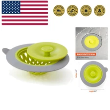 Sinksational 2-in-1 Sink Strainer & Stopper in Green/Gray – Anti-Clog Design