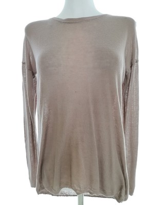 Cynthia Rowley  Größe M Beige Pullover Jumper Leinen Langarm Feinstrick