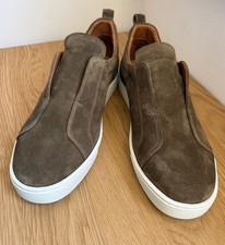 Santoni Zapatillas de Gamuza Verde Sin Cordones/Zapatos de Cuero/Hecho en Italia/41EU/8US/7UK