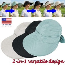 Women Sun Hat Summer Visor Wide Brim Ponytail Boonie UV Protection Beach Caps
