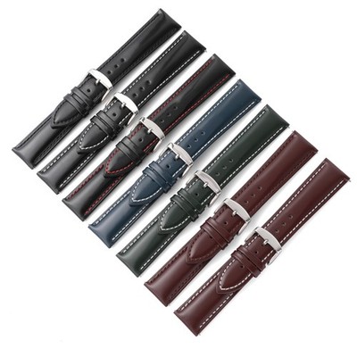 Glossy Genuine Leather Watch Band Strap Smart Bracelet 18-22mm Quick Release