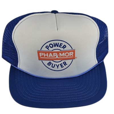 Vintage Phar-Mor Power Buyer Trucker Hat Blue Mesh Snapback Winner Tag