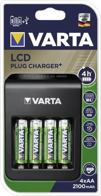 Varta Ladegerät LCD Plug Charger+ 4x AA