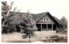 RPPC Hartwick Memorial Building Grayling MI 1940s Photo Postcard AF8