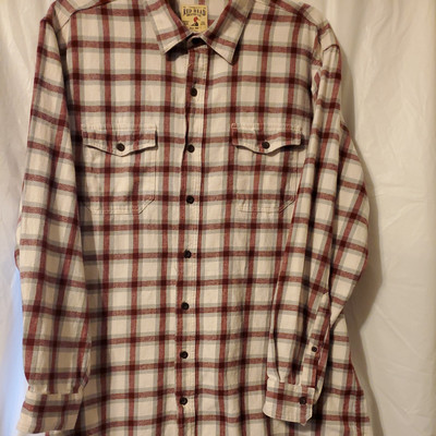 RedHead Mens Flannel Shirt Size 2XLT  Button Up Beige/Red/Gray Flannel Plaid