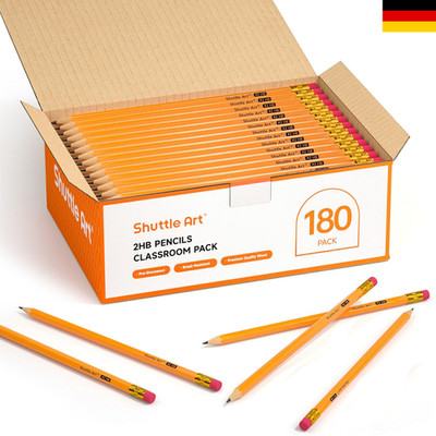 Bleistifte Graphit HB Radiergummi 180 Stück Gelb