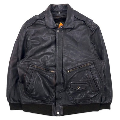 80's Liberto cow leather A-2 flight jacket L brown cowhide boa