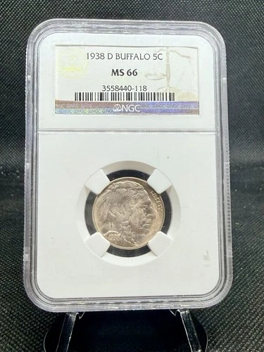 1938-D Buffalo Nickel NGC MS66 Graded (Awesome!)