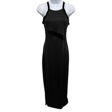 Vtg Y2K Velvet Trim Whimsigoth Bodycon Midi Dress S Goth Grunge lndie Sleaze