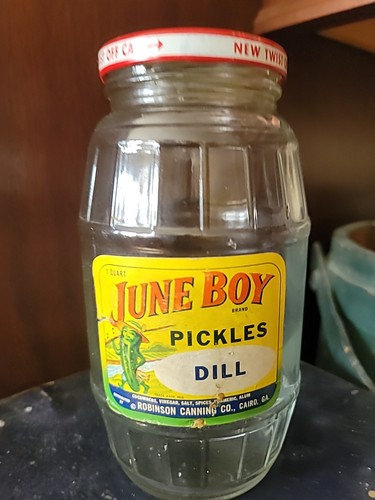 Pickle Jar Paper Label JUNE BOY Pickles Georgia Vintage 7"
