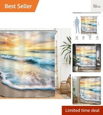 Coastal Sea Beach Shower Curtain Set 60Wx71H Inches Ocean Wave Summer Scenery...