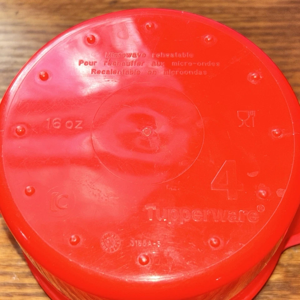 Tupperware Crystalwave Plus tazze da zuppa microonde riscaldabili rosse 16 oz set di 2 - Immagine 4 di 4