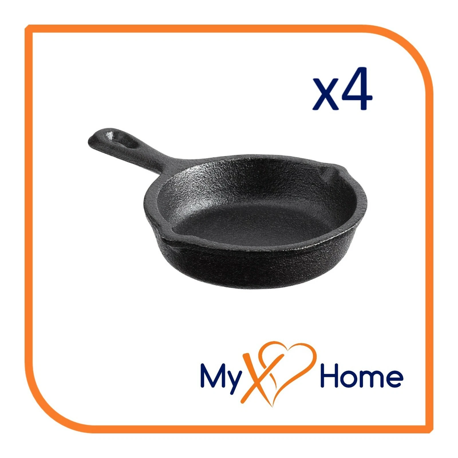 4" Round Pre-Seasoned Mini Cast Iron Skillet (4 Skillets) by MyXOHome